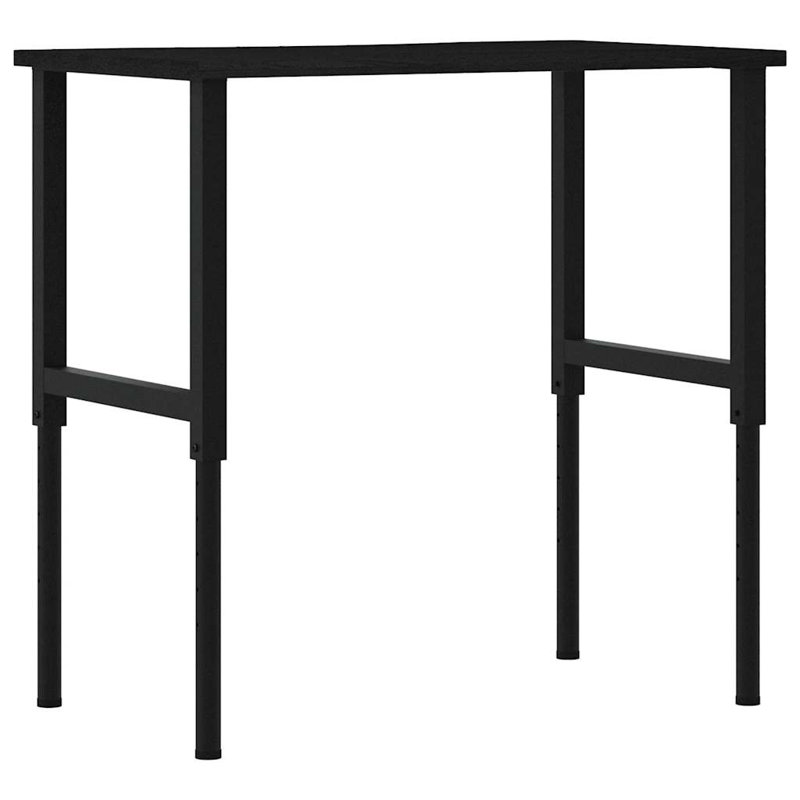 100cm W Solid Wood Top Height-Adjustable Workbench, Dark Brown