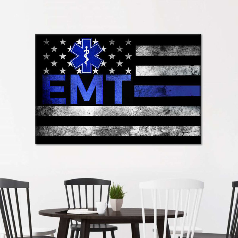 EMT Flag Canvas Print, 16" H x 24" W x 1.25" D