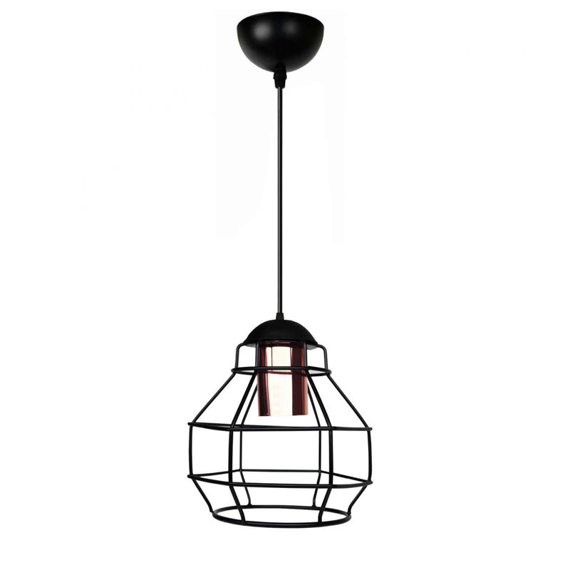 Élégant lustre en métal noir de 6,3 po x 6,3 po de hauteur totale de 120 cm avec un câble de 35,4 po | 1 x douille E27 (40 W maximum), parfaite pour la salle à manger et les espaces de vie, conception élégante, indice de protection IP20, ampoule non incluse
