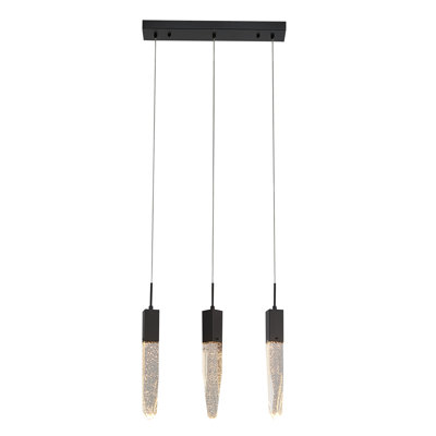 Transitional 3 Light black Crystal Shade Pendant