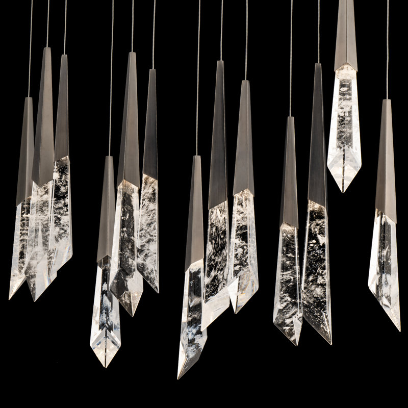 Solitude 14 Light Crystal LED Multi-Light Pendant, Antique Nickel
