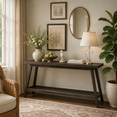 Farmhouse Console Table, 70.9" Entryway Table 2-Tier Sofa Table