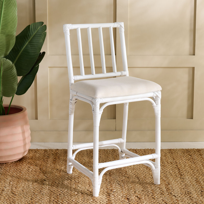 Tabouret de bar avec coussin Mylinda, Blanc
