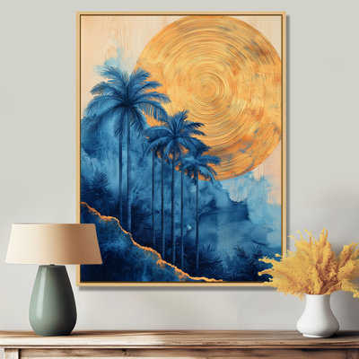 «Cleason Aqua Palm Trees On Golden Tropical Sunrise - Palms», art mural