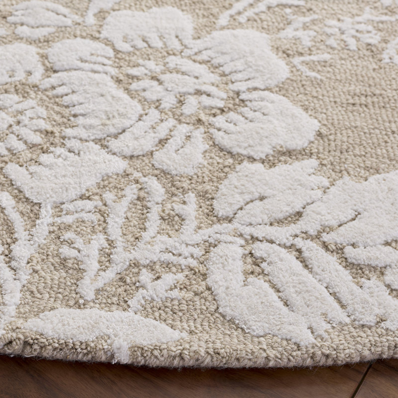 Hand-Tufted Wool Floral Rug, Round 6'
