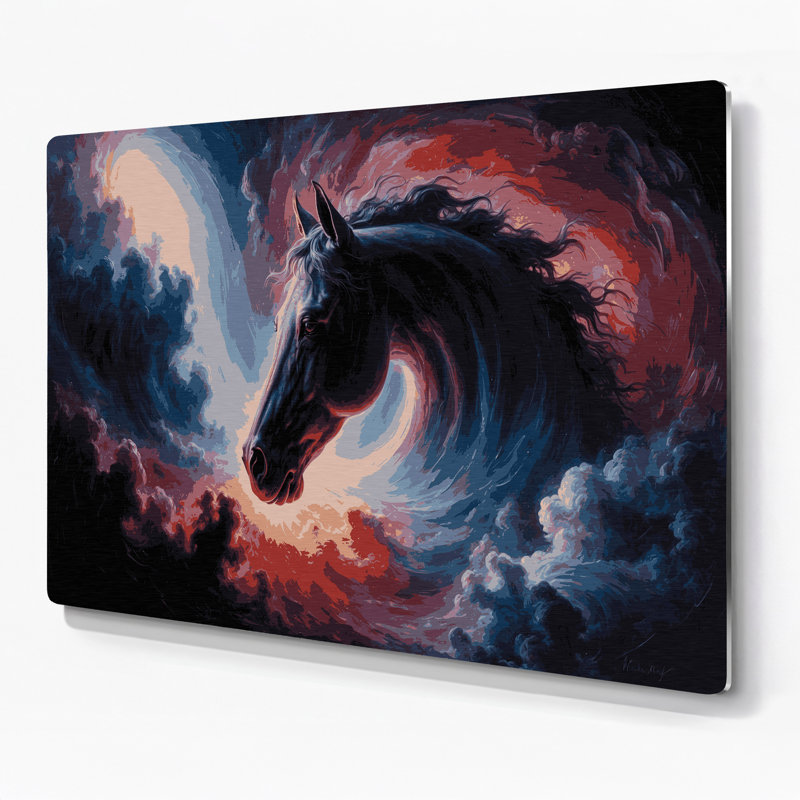 «Space Horsehead Nebula», art mural en métal mauve, 11" H x 14" W x 0.05" D