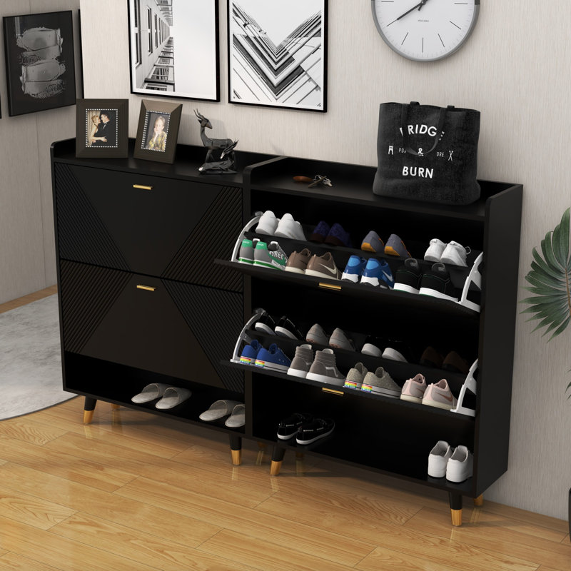 20 Pair Shoe Storage Cabinet, Black