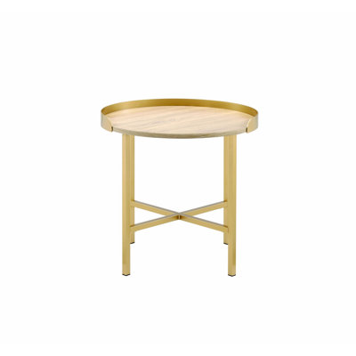 Table de bout avec plateau rond et pieds en métal