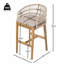 Ensemble de 2 tabourets de bar d'extérieur en bois et bois fini teck avec coussin beige