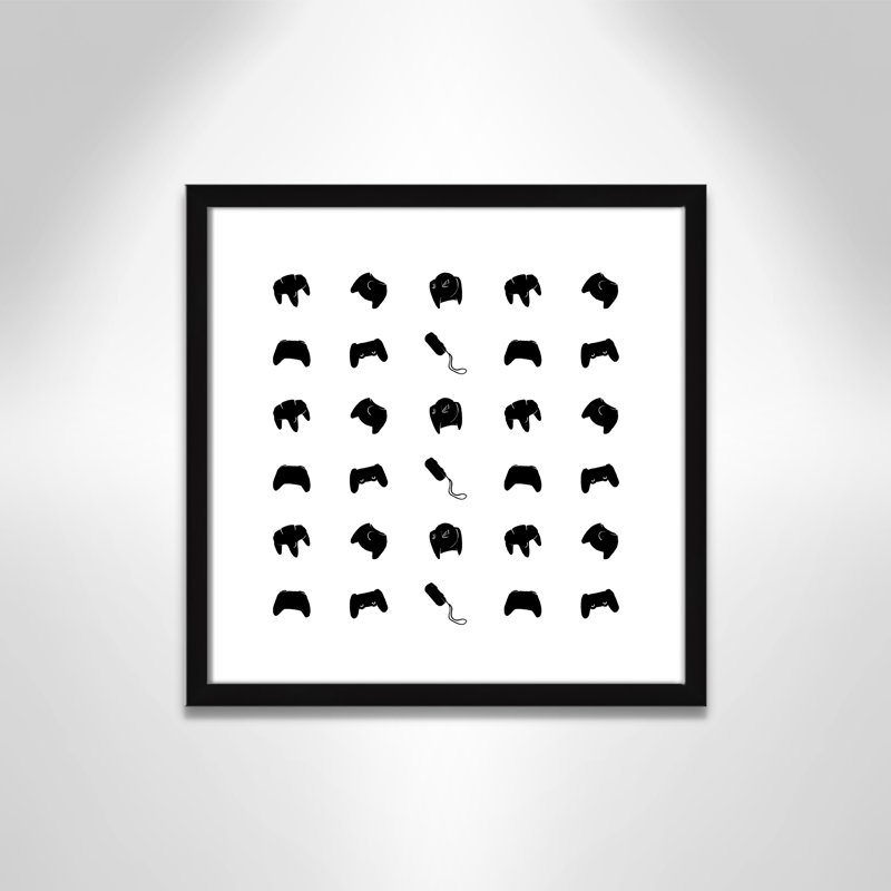 Imprimé papier à motif de joueur, H 17 po x l 17 po x P 1,19 po, Encadré de boîte noir