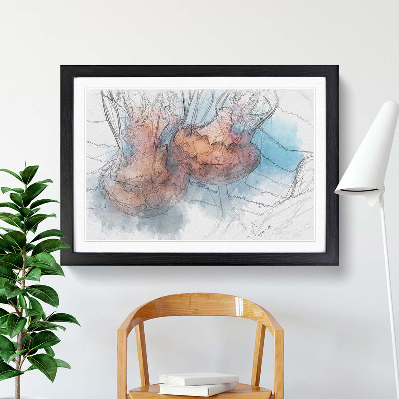 Pink Jellyfish in Abstract - Framed Print, Black, 60cm H x 91cm W x 2cm D