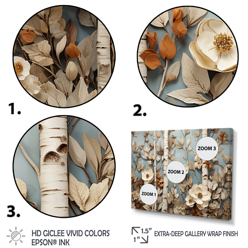 «White American Basswood Forest Colage», art mural arbre, Cadre flottant blanc, H 12 po x l 20 po x P 1 po
