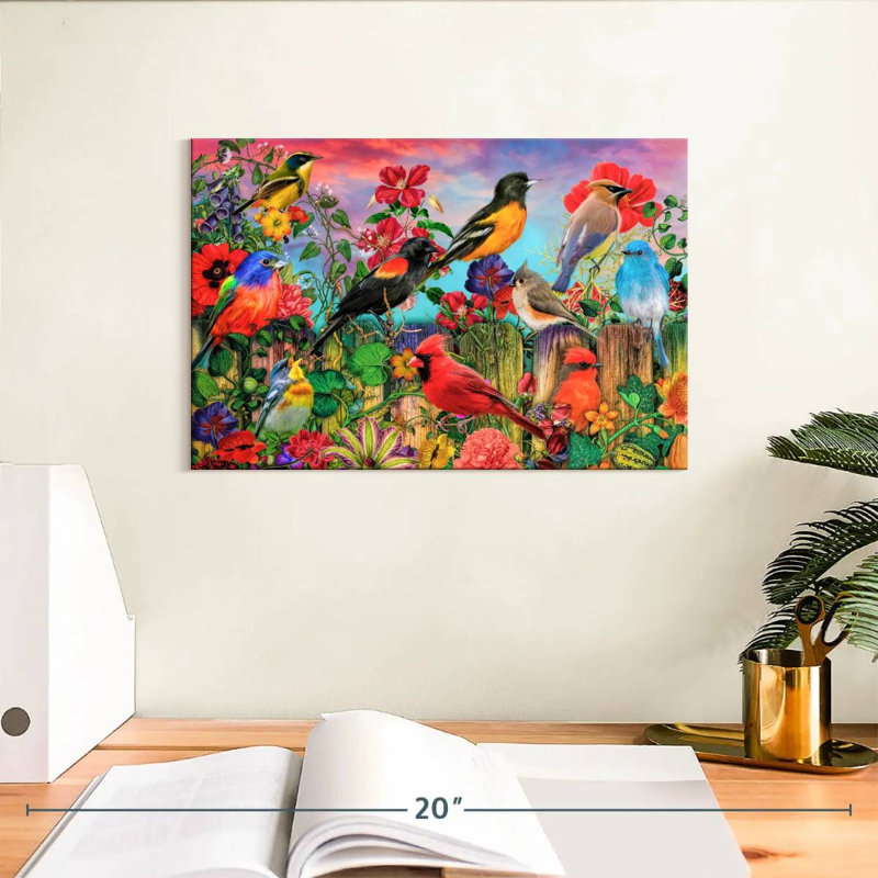 Brampt oiseaux et fleurs I, H 8 po x l 12 po