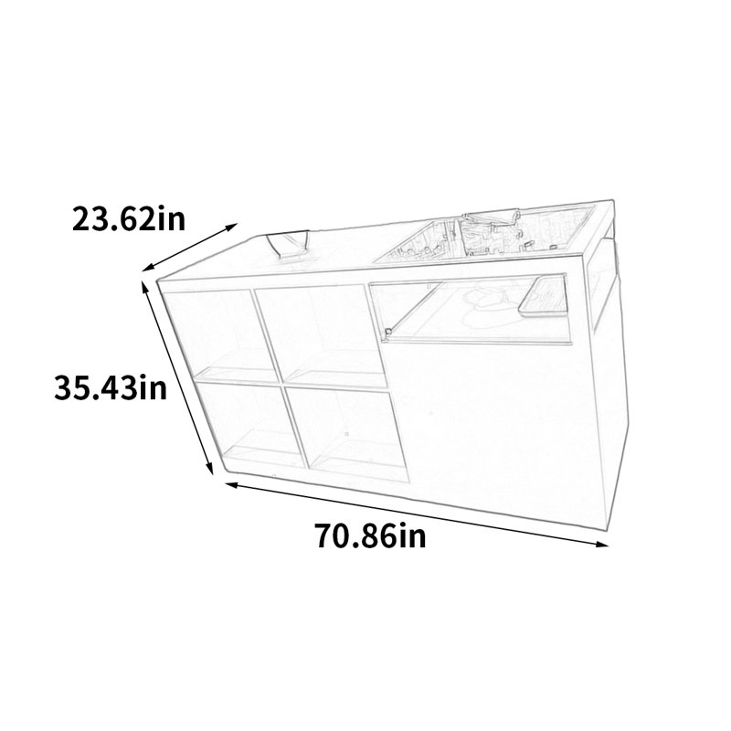 Vitrine simple pour îlot central, Gris, H 35,43 po x l 70,86 po x P 23,62 po