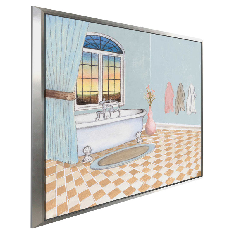 «Pastel Bath I», impression, H 31,5 po x l 31,5 po x P 2 po, Cadre flottant argent