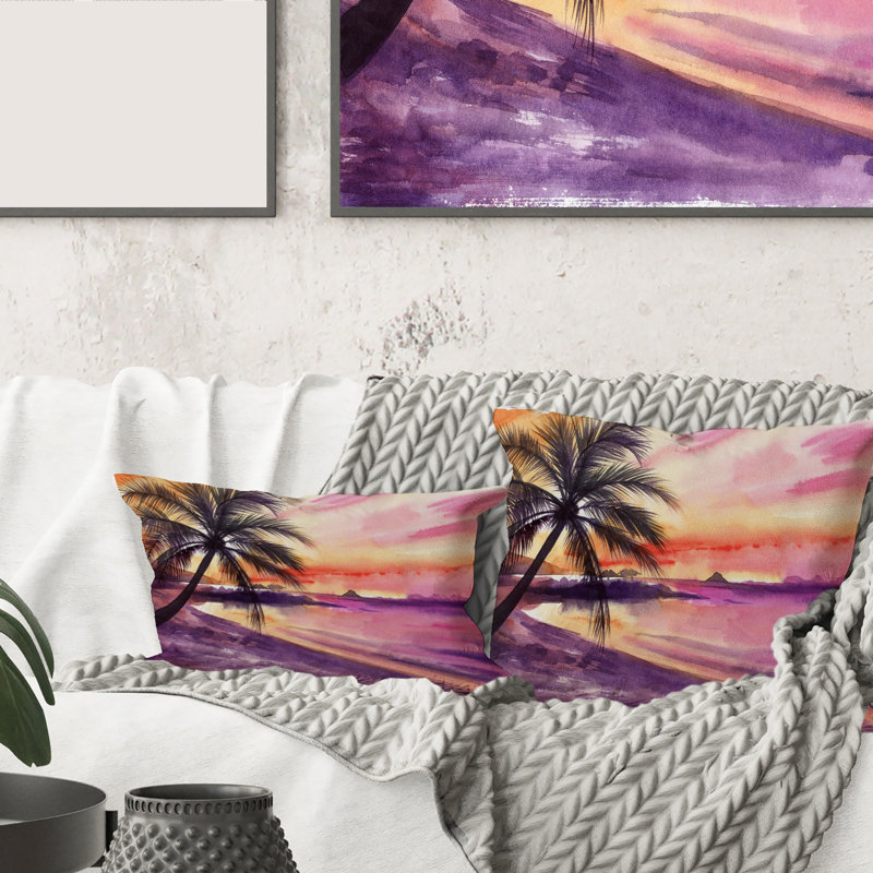 Housse et insert de coussin carré Palm Beach Sunset, 16" x 16"