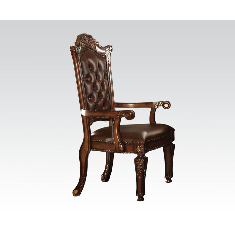 Cherry Brown Tufted Faux Leather Executive Armchair