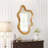 Irregular Shaped Wall Mirror With Natural Wood Frame
