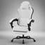 Fauteuil de jeu ergonomique pour PC avec massage, repose-pieds et soutien lombaire pour un confort et une posture améliorés, dossier haut, coloris BLANC/NOIR