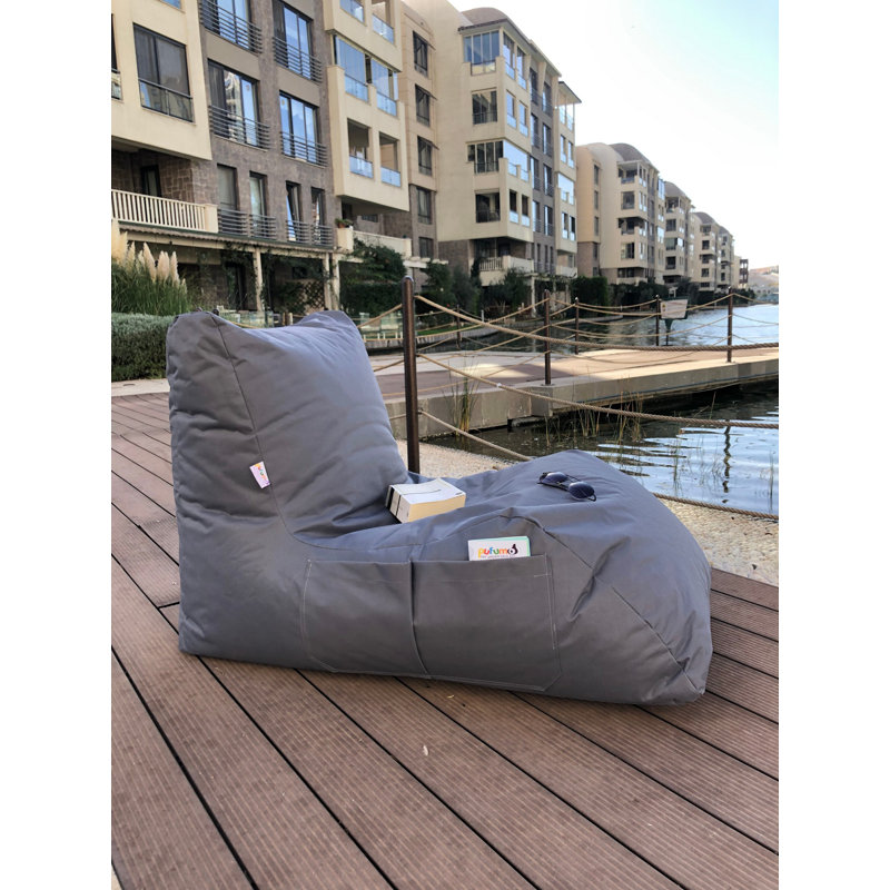 Fauteuil à billes gris de qualité supérieure, 23,6 po x 29,5 po x 43,3 po | 100% polyester et tissu imperméable, rembourrage en billes de styromousse recyclées | Housse zippée amovible, parfaite pour le confort du salon et de la salle de jeux
