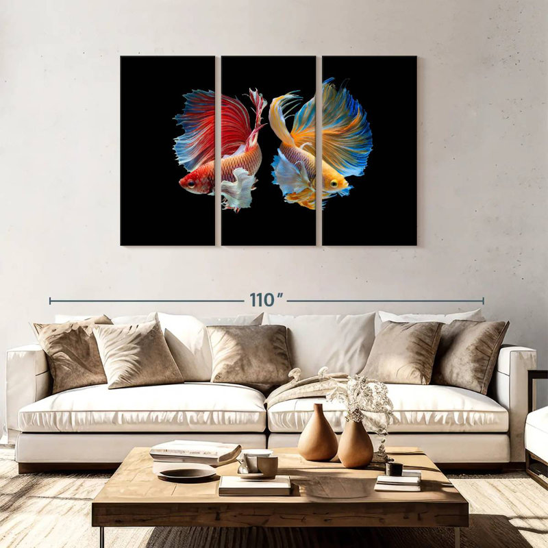 Betta Fish In Sync, 48" H x 74" W