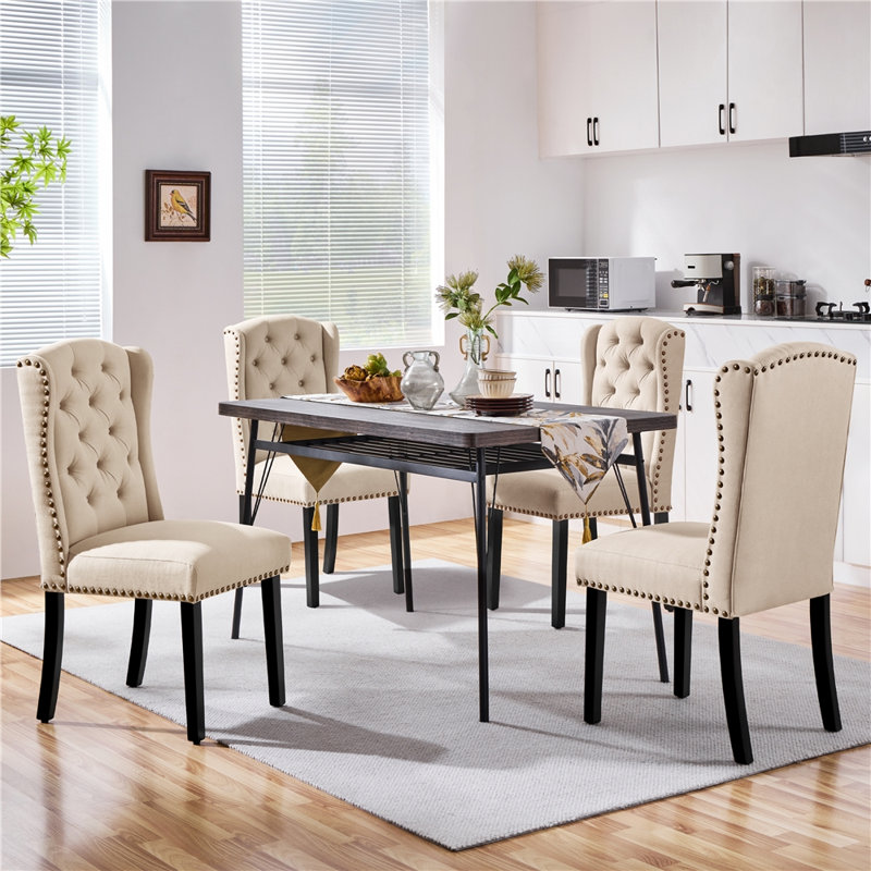 Roark 52.5cm H Polyester Upholstered Side Chair, Beige