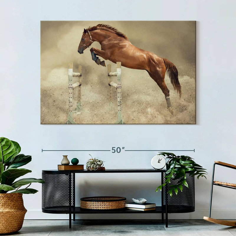 Powerful Jumping Horse, 34" H x 51" W