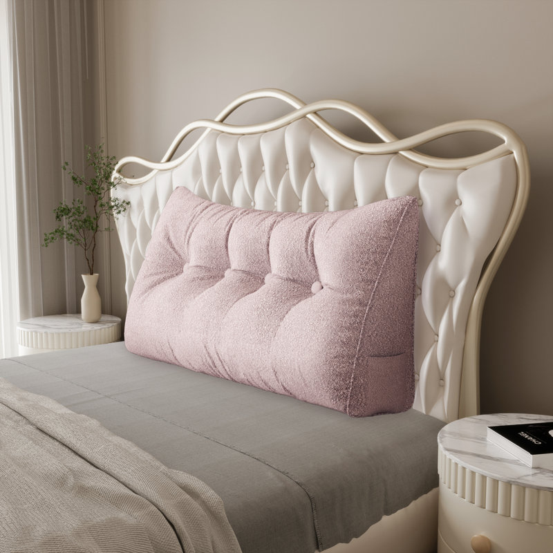 Triangular Backrest Cushion, Solid Colour, Light Pink, 50.8cm H x 137.2cm W