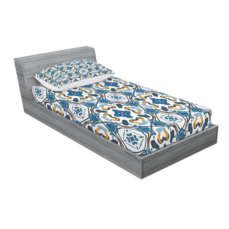 Microfiber Floral Sheet Set, Twin Sheet Set with Fitted Sheet