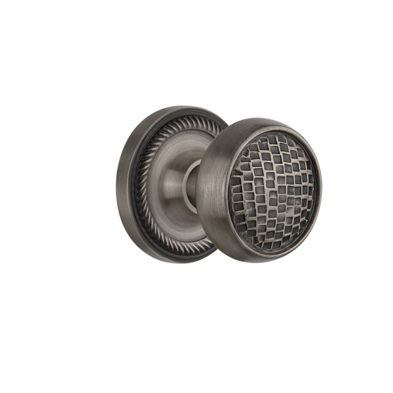 Rope Rosette with Craftsman Door Knob, Antique Pewter, 2-3/8”