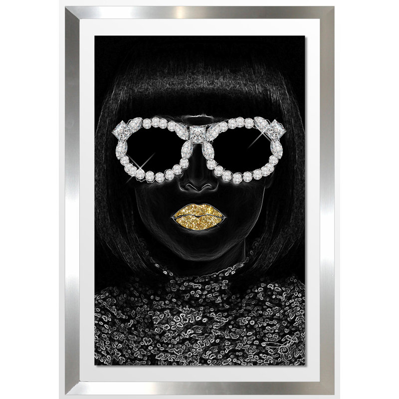Gold Lips - impression d'art graphique, H 27,5 po x l 21,5 po x P 0,75 po, H 51,5 po x l 35,5 po x P 0,75 po
