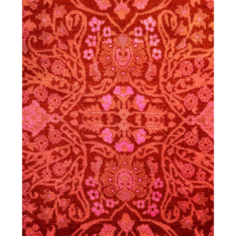 Overdyed Hand-Knotted Wool Modern-Contemporary Pink Runner 3' 1" x 12' 9"