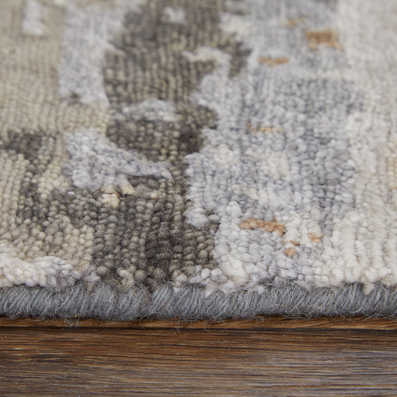 Tapis taupe abstrait moderne Lettie, Rectangulaire 3 pi x 5 pi