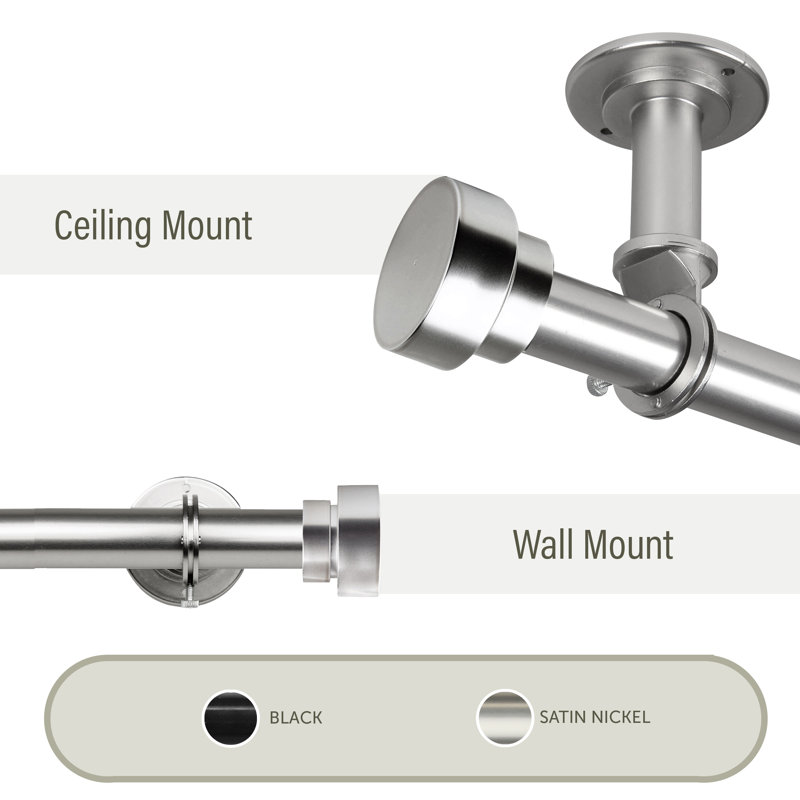 Tringle à rideaux simple New Hartford, Nickel satiné, 48 po - L 84 po