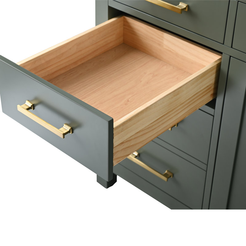 Trevor 60" W Single Vanity, Vintage Green/Brushed Gold