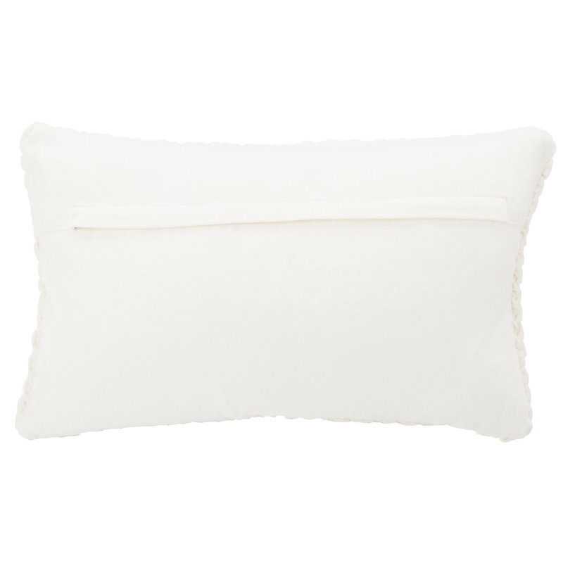 Cream Textured Cotton Rectangular Throw Pillow