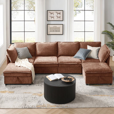 Cheltenham 127"W Modern 6-Piece Extra-Wide Storage Sectional Sofa