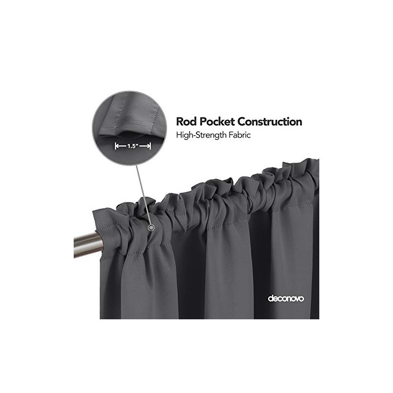 Room Darkening Curtain Pair, Dark Gray, 52" W x 54" L