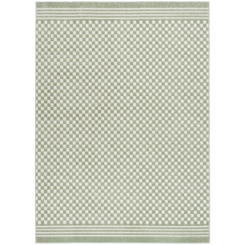 Ebern Designs Care Free Green Modern Indoor Rug, Rectangle 3'11" x 5'11"