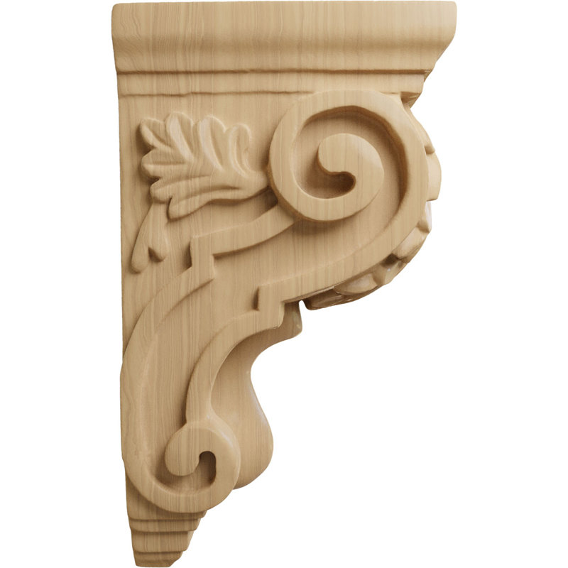 3 1/2"W x 4"D x 7"H Small Traditional Acanthus Corbel, Cherry (4-Pack), Cherry