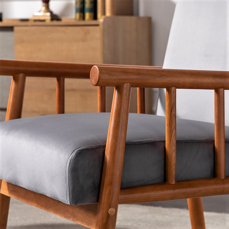 Gerame Velvet Armchair, Gray