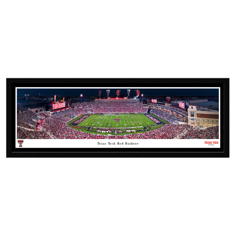 Texas Tech Football Panoramic Posters & Framed Prints, Black Framed, 15" H x 41.5" W x 0.875" D, Black