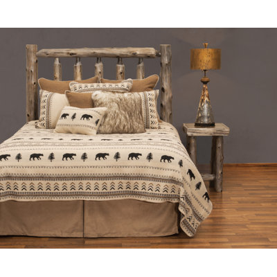 Wooded River Boulder Bed Skirt King Mountain Lodge Bedding Rustic Decor