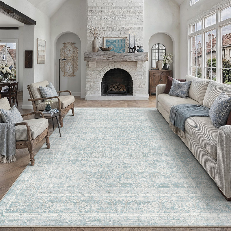 Tapis oriental GRANDA, Bleu, Rectangle 8 pi x 10 pi