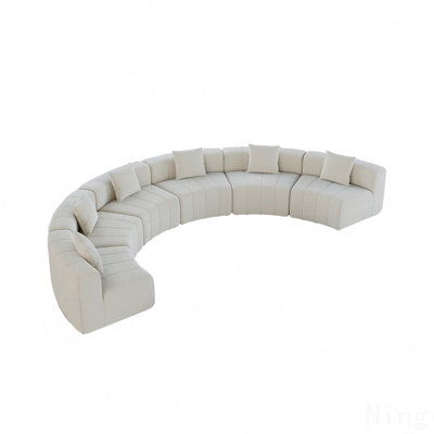 Curved Sofa Ideal For Relaxing Weekends Chenille Curved Sectional Sofa With 6 Pillows,Curved Symmetrical Modular Semi Circular Sofa Sectional For Bedroom, Living Room, Office For Leisure Or Nap, Reading Room, And Lobby