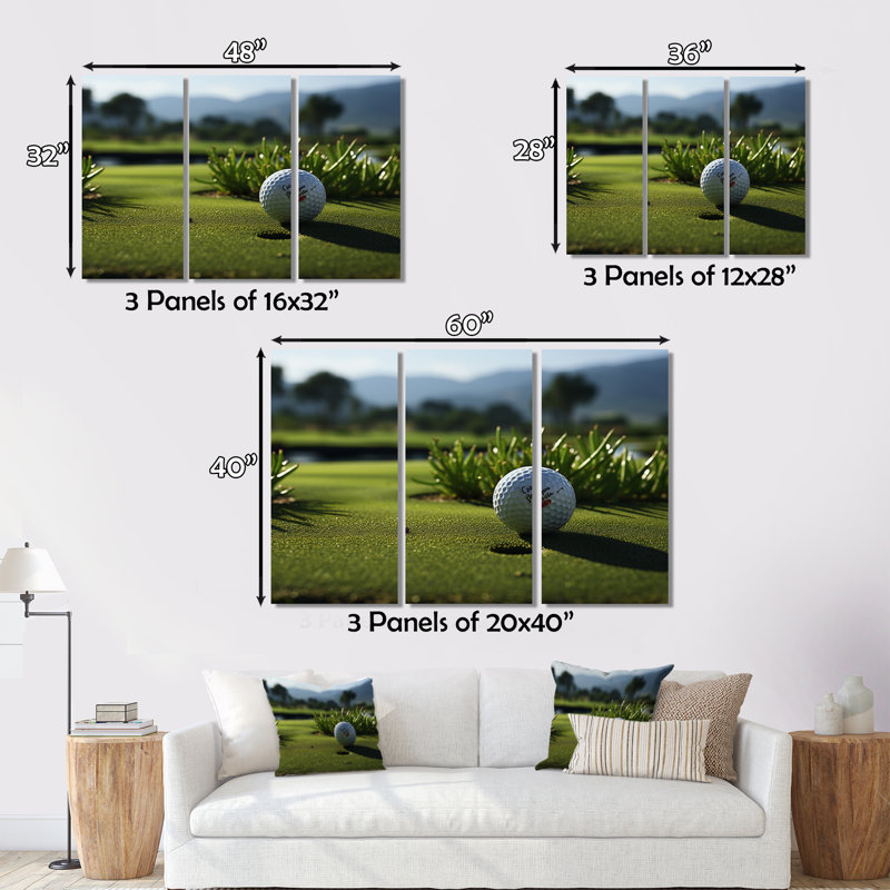 «Golf Precision Putt III» sur toile, reproduction de 3 pièces, H 28 po x l 36 po x P 1 po