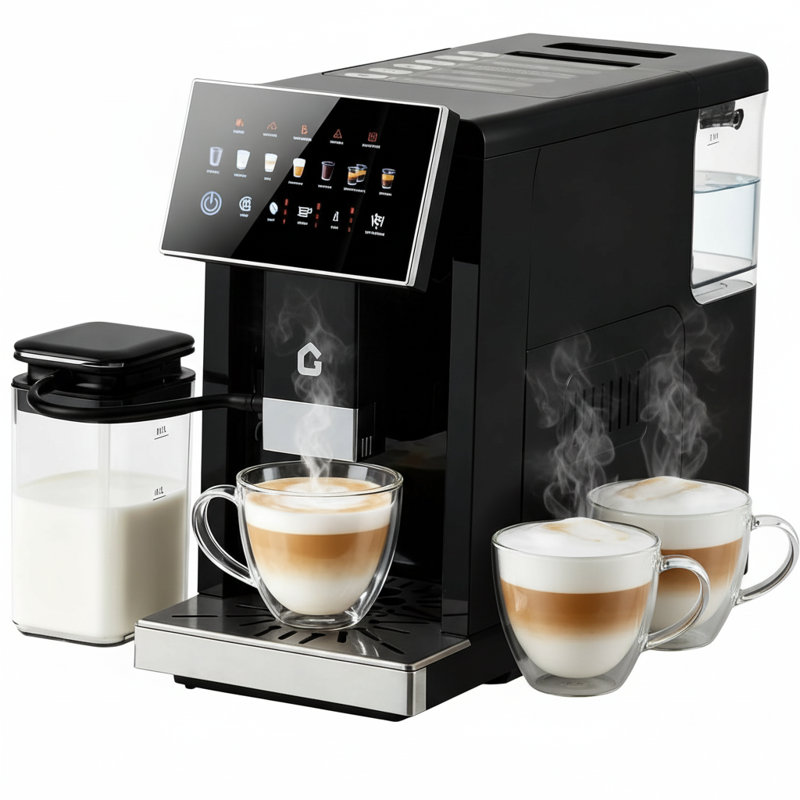Espresso Coffee Maker , With Removable Brewer And Milk Frother, Black