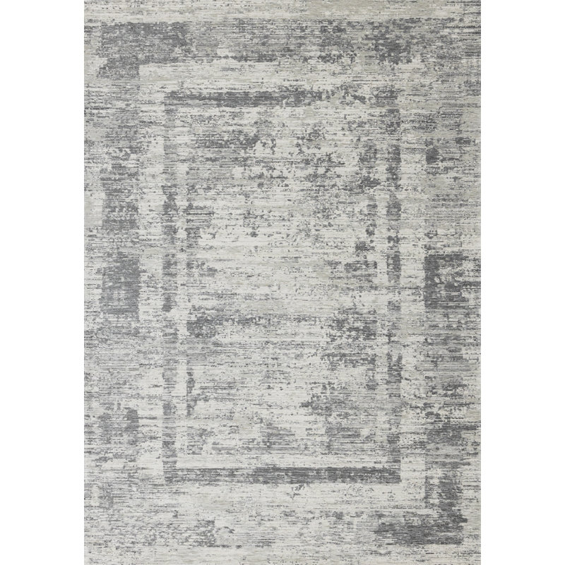 Emory Gray Border Flatweave Rug, Rectangle 5'1" x 7'7"