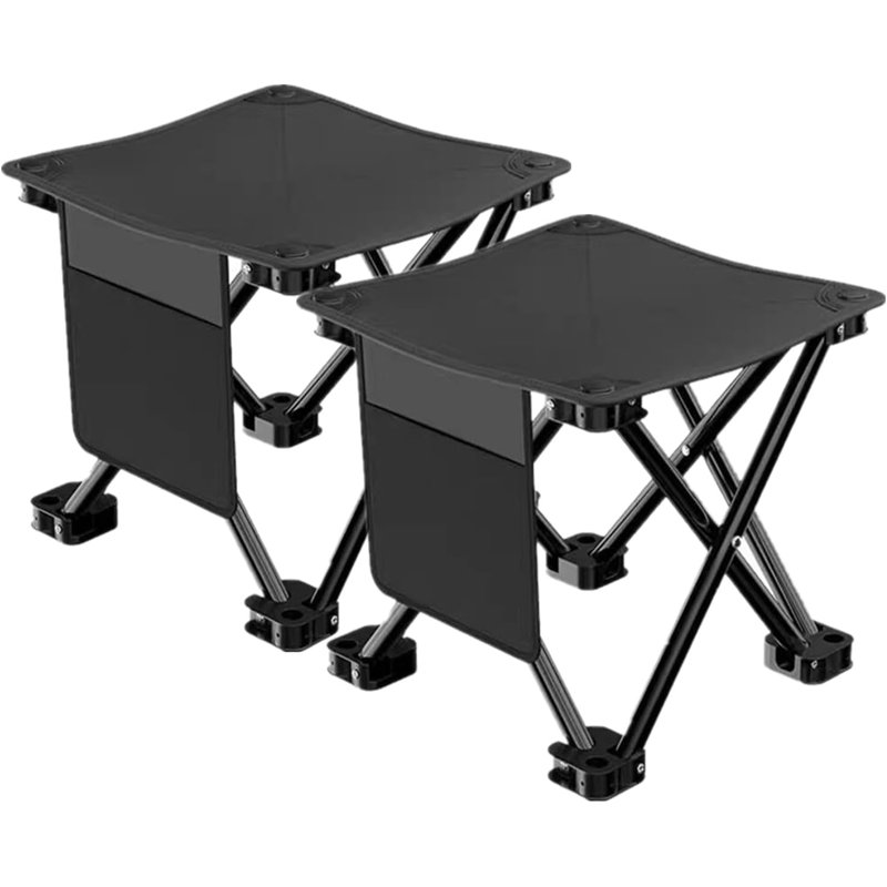 Santee Folding Camping Stool, Black, Black