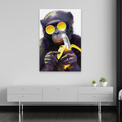 Go Bananas - Contemporary Chimpanzee Sunglasses Disco Banana Art